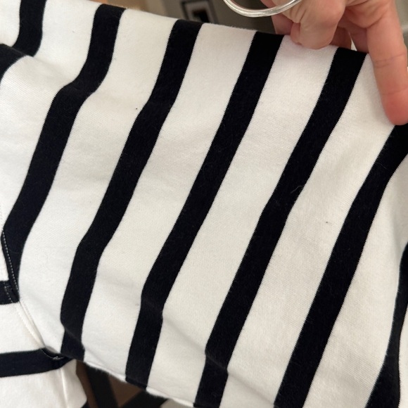 FRAME mock neck sweater balloon sleeve sweatshirt striped ribbed french terry - Picture 8 of 13